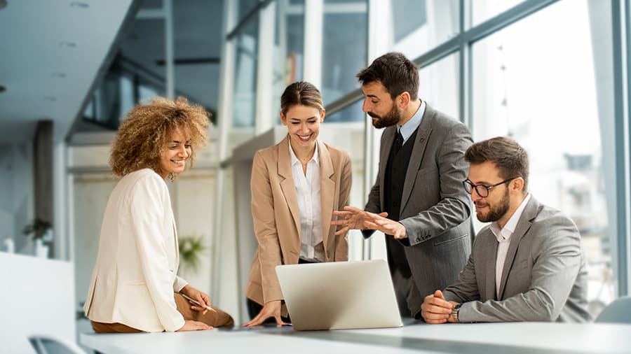 Diverse group of businesspeople working together in the office.